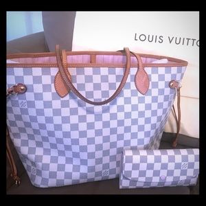 Louis Vuitton Neverfull Daimer MM &matching wallet